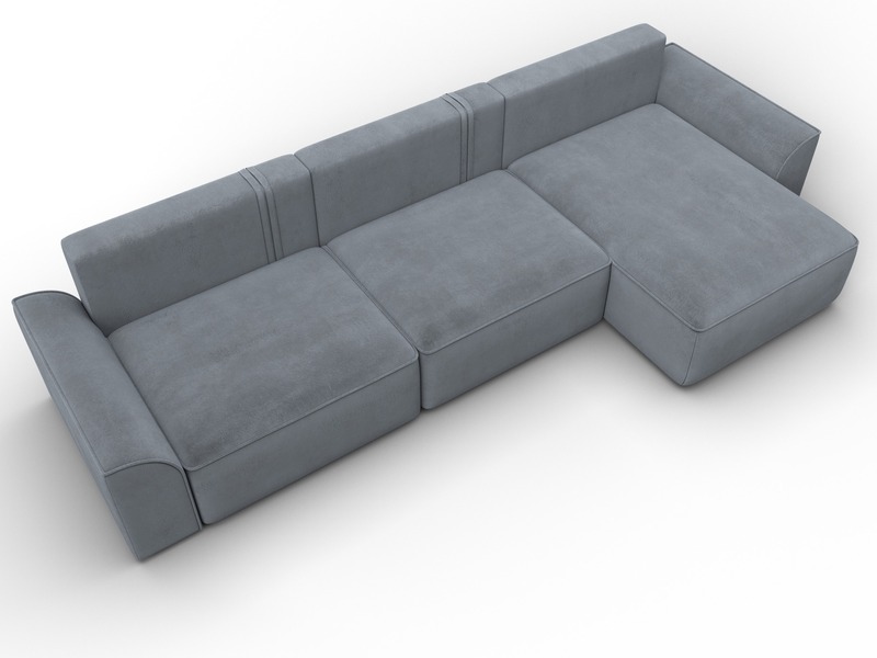 Диван угловой Лига-048 НПБ лонг, Велюр, TOWER 10 серый
