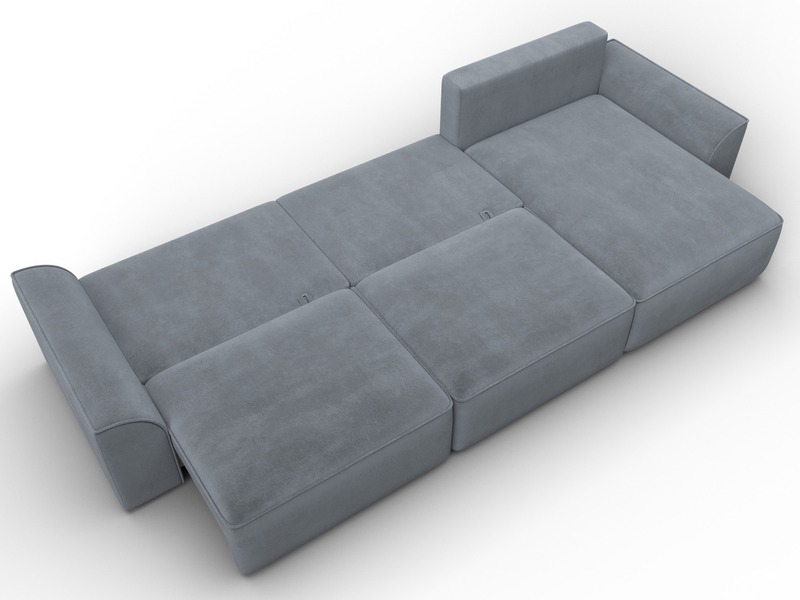 Диван угловой Лига-048 НПБ лонг, Велюр, TOWER 10 серый