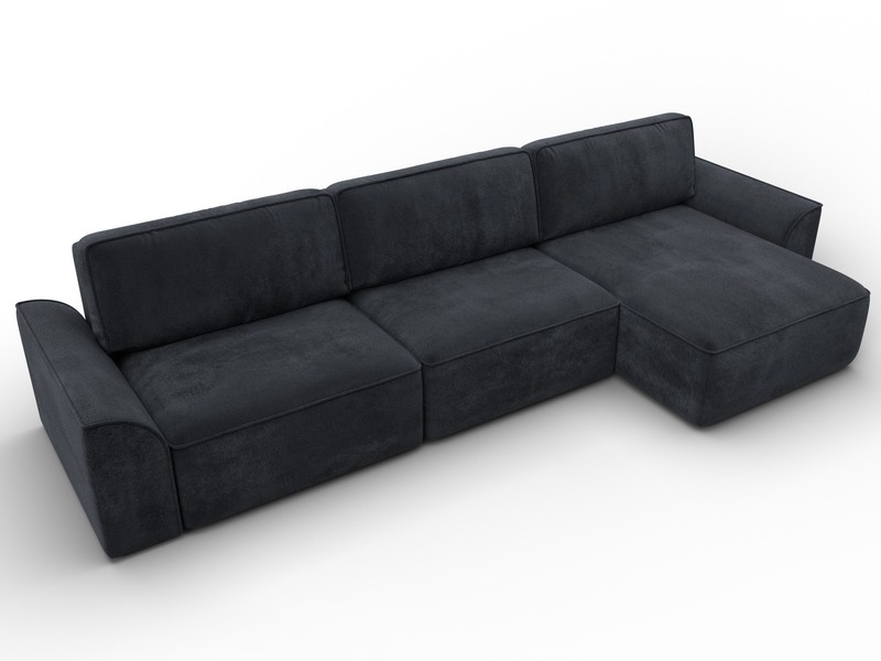 Диван угловой Лига-048 НПБ лонг, Велюр, TOWER 11 темно-серый