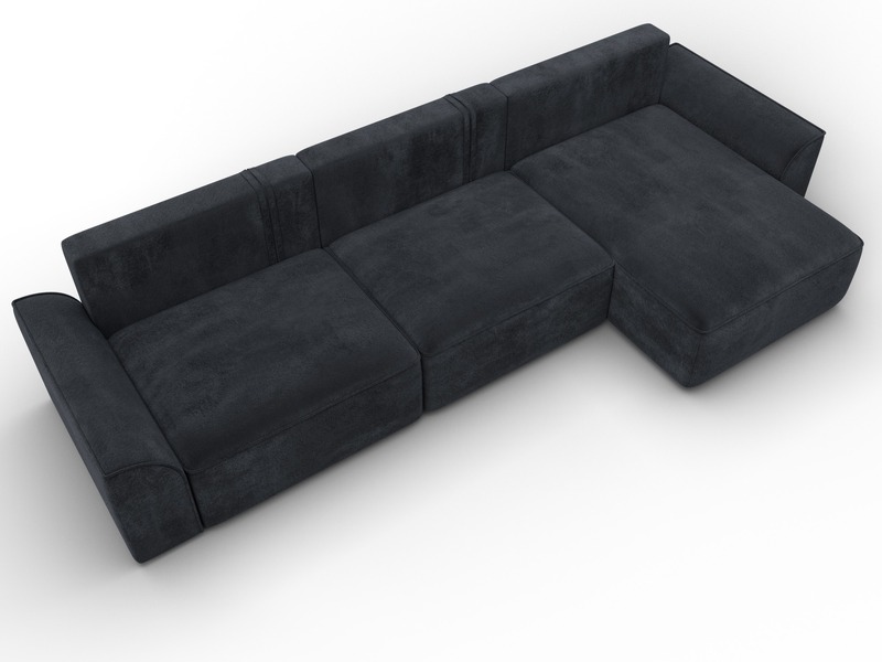 Диван угловой Лига-048 НПБ лонг, Велюр, TOWER 11 темно-серый