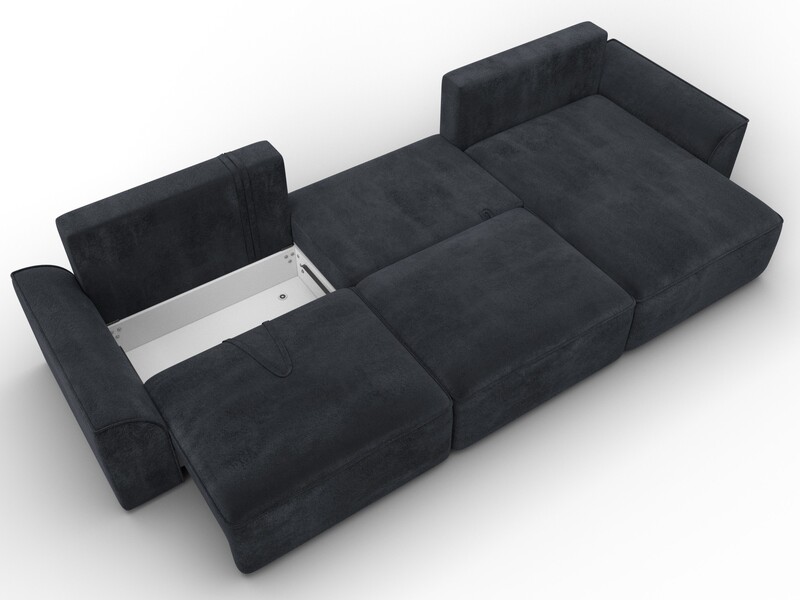 Диван угловой Лига-048 НПБ лонг, Велюр, TOWER 11 темно-серый