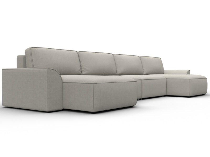 Диван П-образный Лига-048 НПБ лонг, Рогожка, Амур 02 бежевый