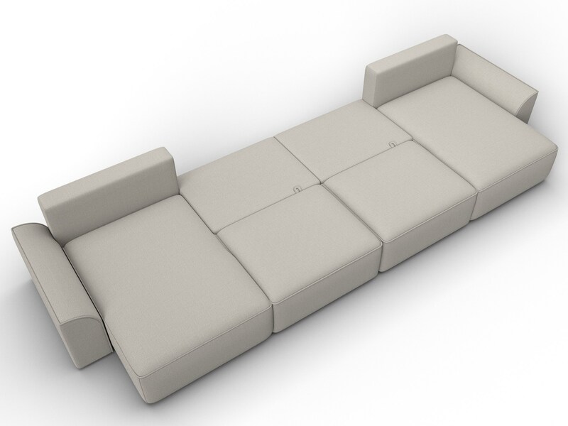 Диван П-образный Лига-048 НПБ лонг, Рогожка, Амур 02 бежевый