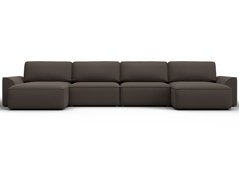 Диван П-образный Лига-048 НПБ лонг, Рогожка, Амур 05 коричневый