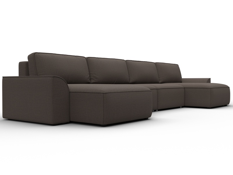 Диван П-образный Лига-048 НПБ лонг, Рогожка, Амур 05 коричневый