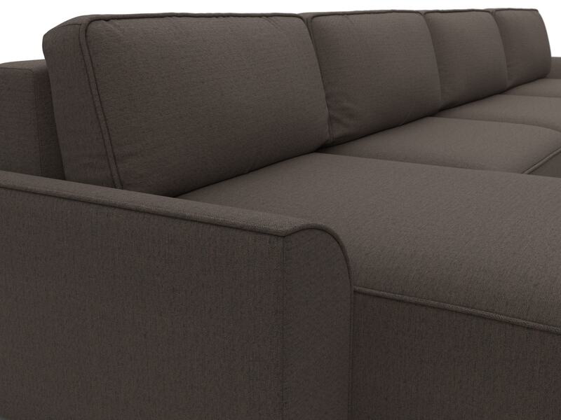 Диван П-образный Лига-048 НПБ лонг, Рогожка, Амур 05 коричневый