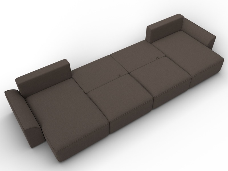 Диван П-образный Лига-048 НПБ лонг, Рогожка, Амур 05 коричневый