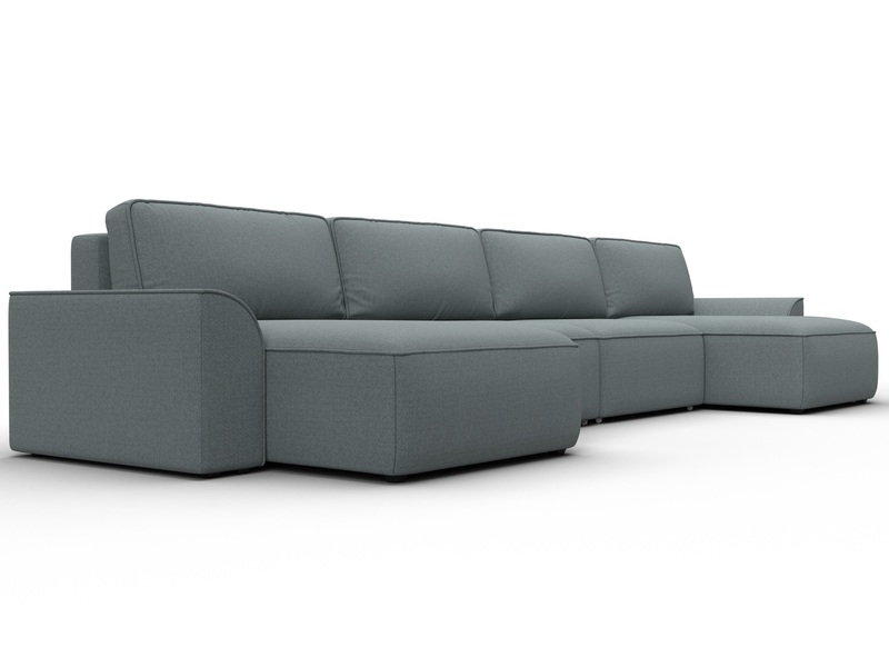 Диван П-образный Лига-048 НПБ лонг, Рогожка, Амур 07 серый