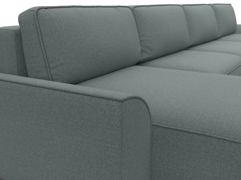 Диван П-образный Лига-048 НПБ лонг, Рогожка, Амур 07 серый