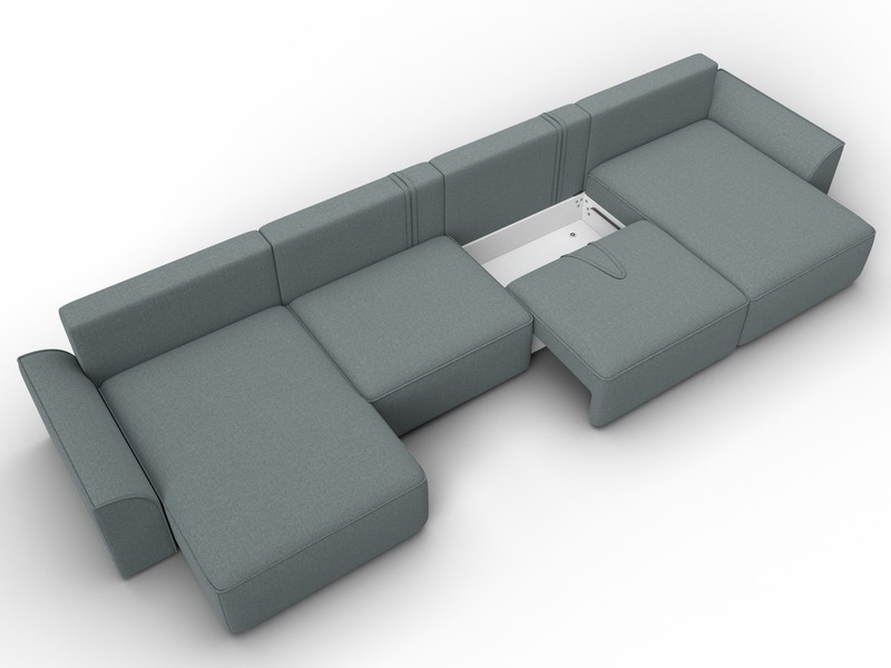 Диван П-образный Лига-048 НПБ лонг, Рогожка, Амур 07 серый