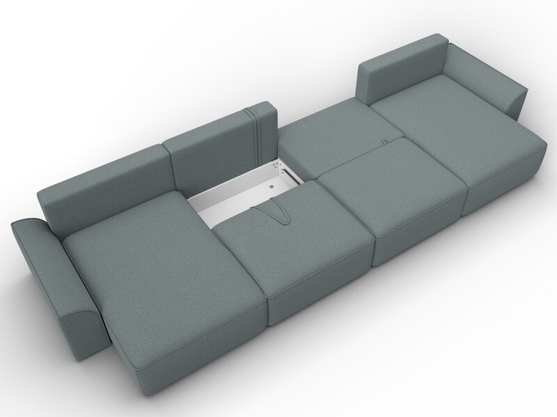 Диван П-образный Лига-048 НПБ лонг, Рогожка, Амур 07 серый