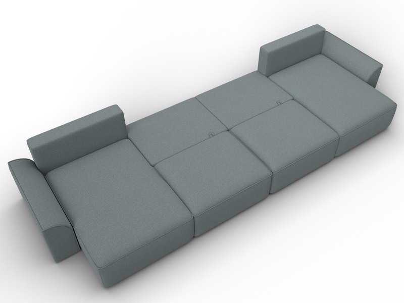 Диван П-образный Лига-048 НПБ лонг, Рогожка, Амур 07 серый