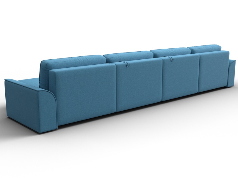 Диван П-образный Лига-048 НПБ лонг, Рогожка, Амур 10 голубой