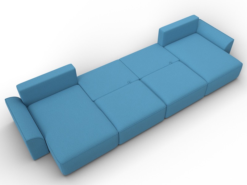 Диван П-образный Лига-048 НПБ лонг, Рогожка, Амур 10 голубой