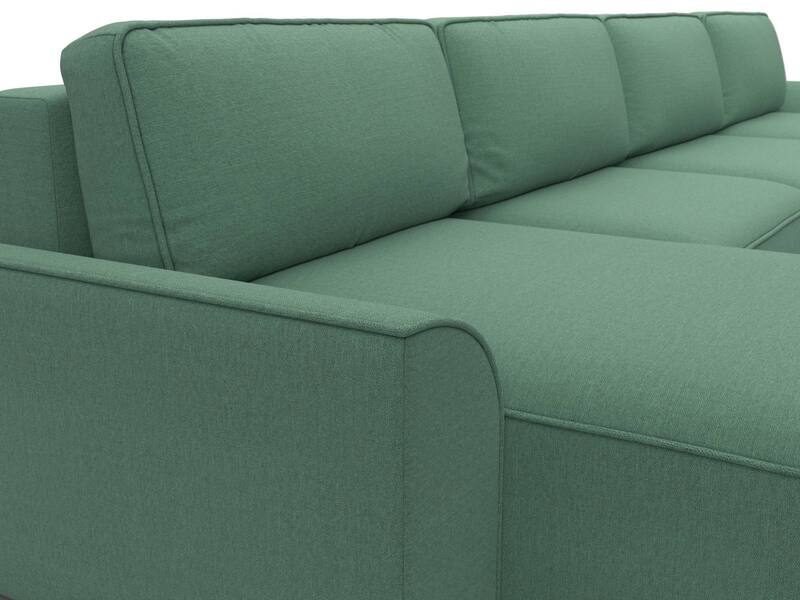 Диван П-образный Лига-048 НПБ лонг, Рогожка, Амур 11 зеленый