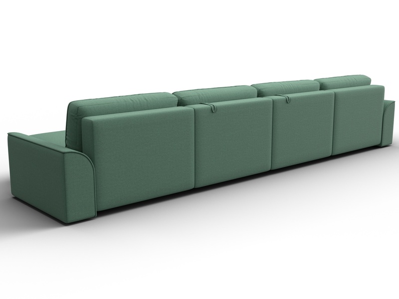 Диван П-образный Лига-048 НПБ лонг, Рогожка, Амур 11 зеленый