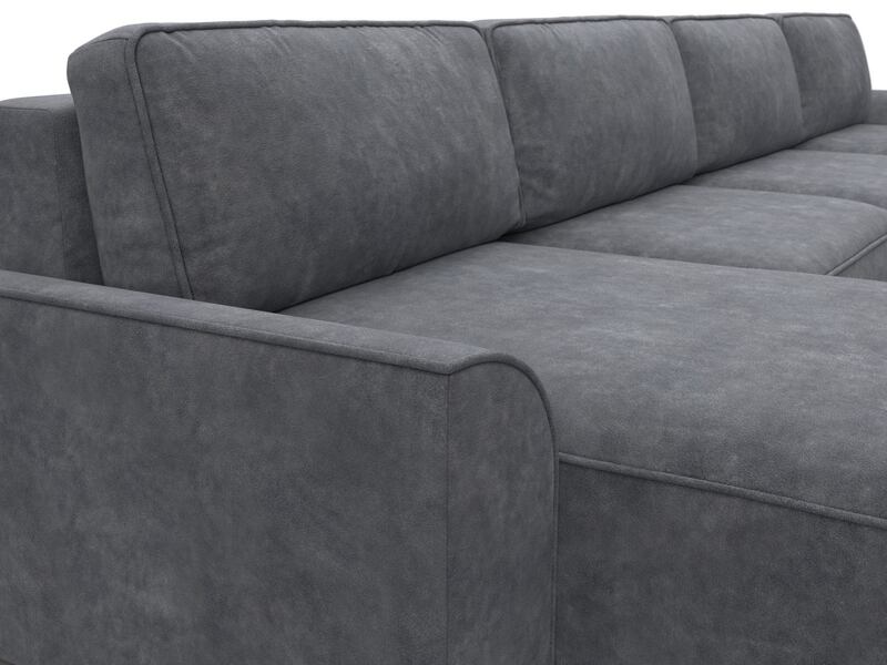 Диван П-образный Лига-048 НПБ лонг, Велюр, BRUT 16 темно-серый