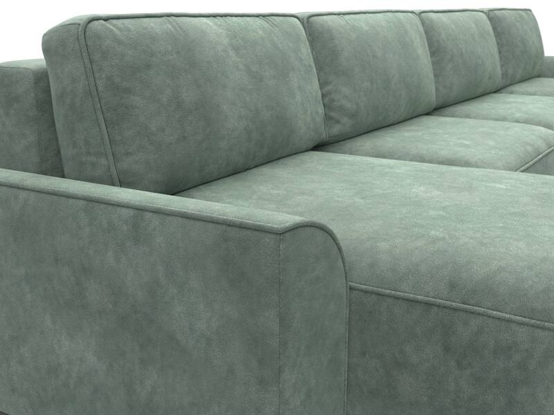 Диван П-образный Лига-048 НПБ лонг, Велюр, BRUT 08 зеленый