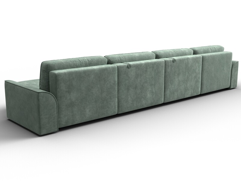 Диван П-образный Лига-048 НПБ лонг, Велюр, BRUT 08 зеленый