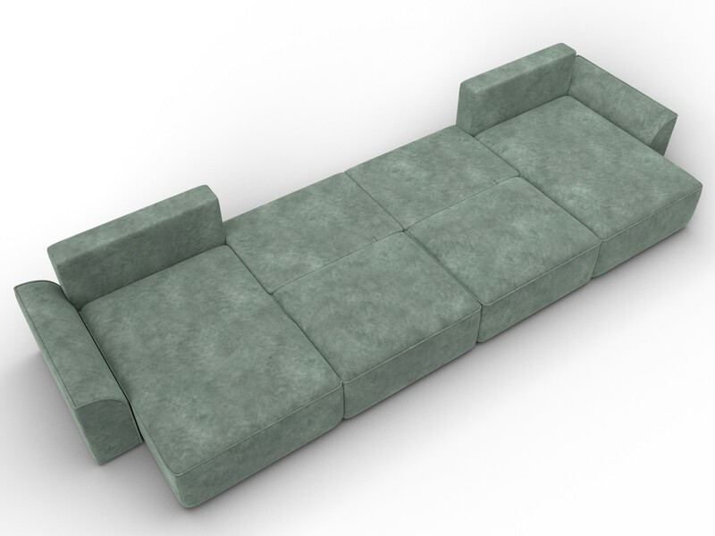 Диван П-образный Лига-048 НПБ лонг, Велюр, BRUT 08 зеленый
