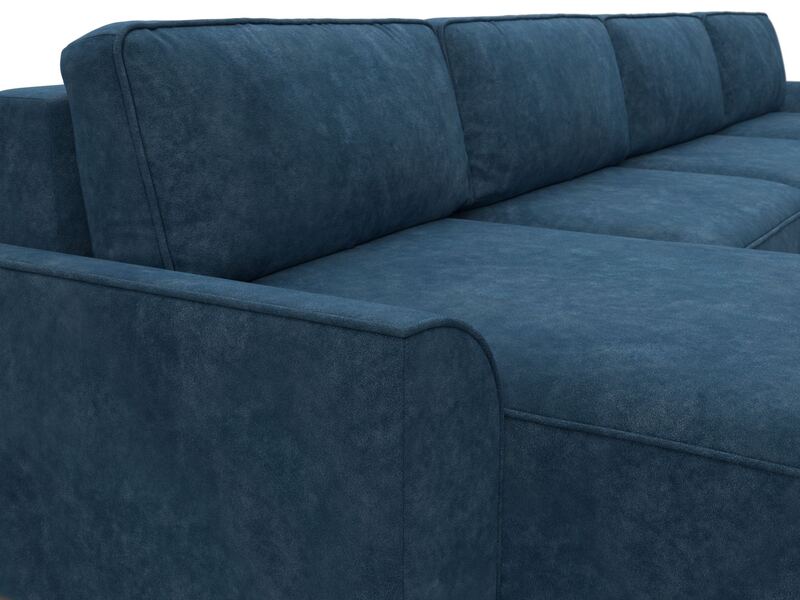 Диван П-образный Лига-048 НПБ лонг, Велюр, BRUT 11 синий