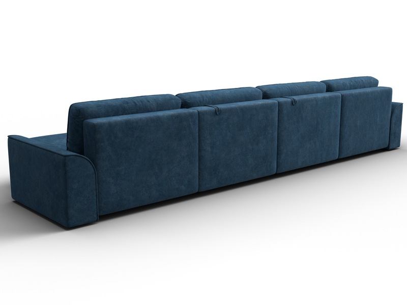 Диван П-образный Лига-048 НПБ лонг, Велюр, BRUT 11 синий