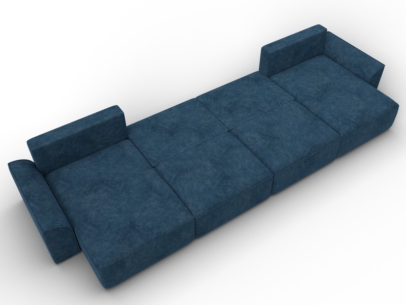 Диван П-образный Лига-048 НПБ лонг, Велюр, BRUT 11 синий