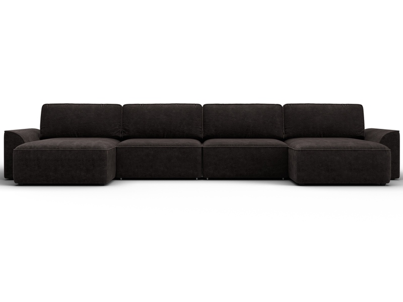 Диван П-образный Лига-048 НПБ лонг, Велюр, BRUT 17 коричневый