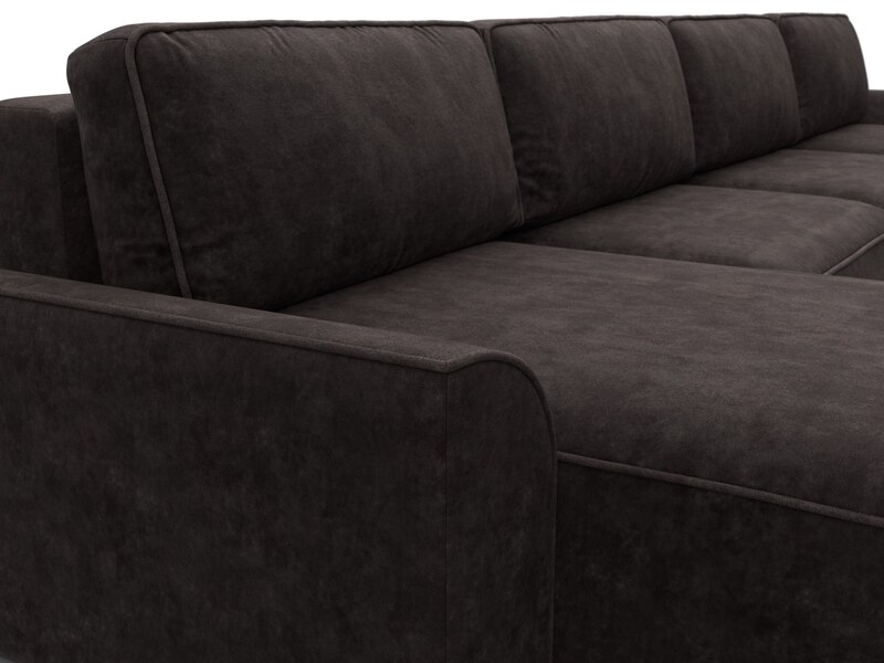 Диван П-образный Лига-048 НПБ лонг, Велюр, BRUT 17 коричневый