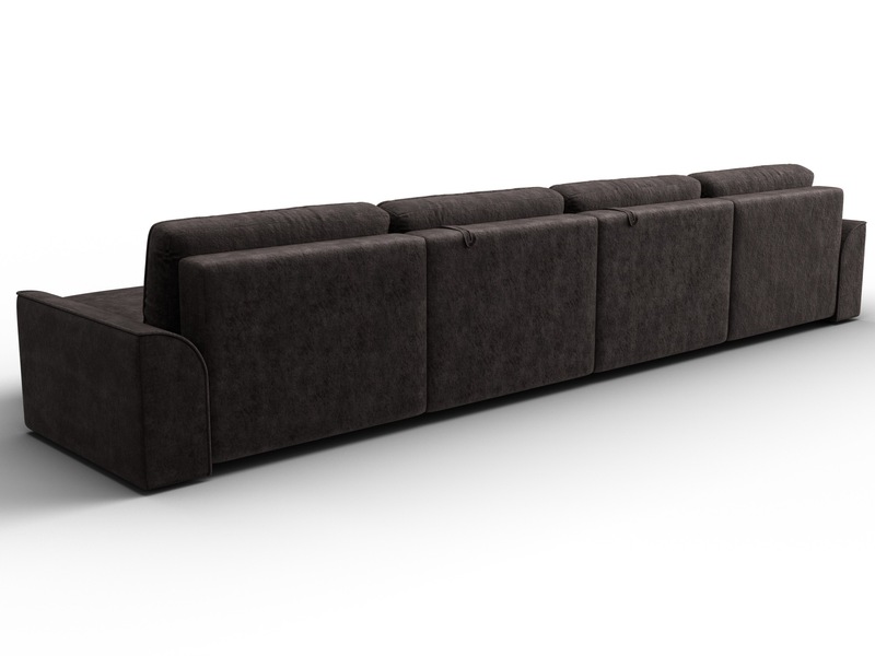 Диван П-образный Лига-048 НПБ лонг, Велюр, BRUT 17 коричневый