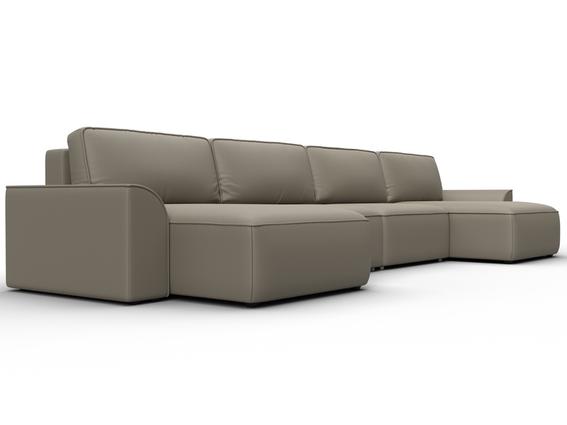 Диван П-образный Лига-048 НПБ лонг, Экокожа, GRIFON 04 бежевый