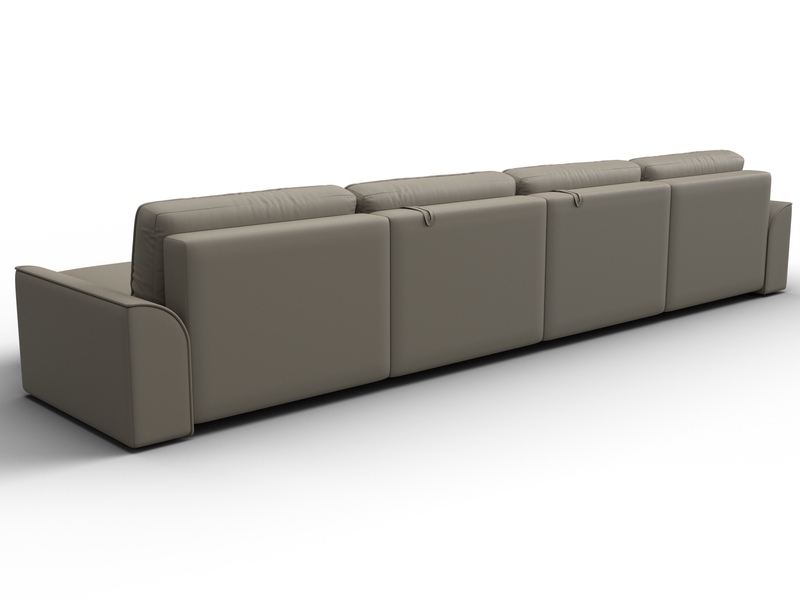 Диван П-образный Лига-048 НПБ лонг, Экокожа, GRIFON 04 бежевый