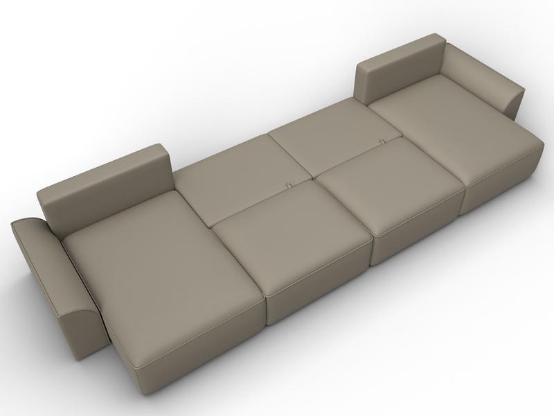 Диван П-образный Лига-048 НПБ лонг, Экокожа, GRIFON 04 бежевый