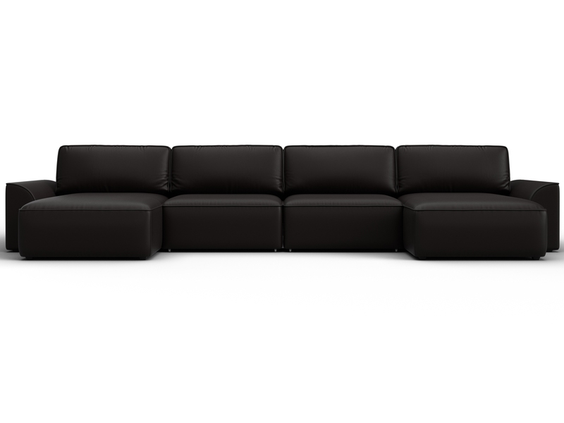 Диван П-образный Лига-048 НПБ лонг, Экокожа, GRIFON 12 коричневый