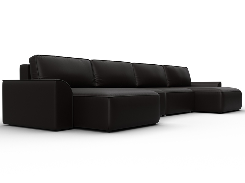 Диван П-образный Лига-048 НПБ лонг, Экокожа, GRIFON 12 коричневый