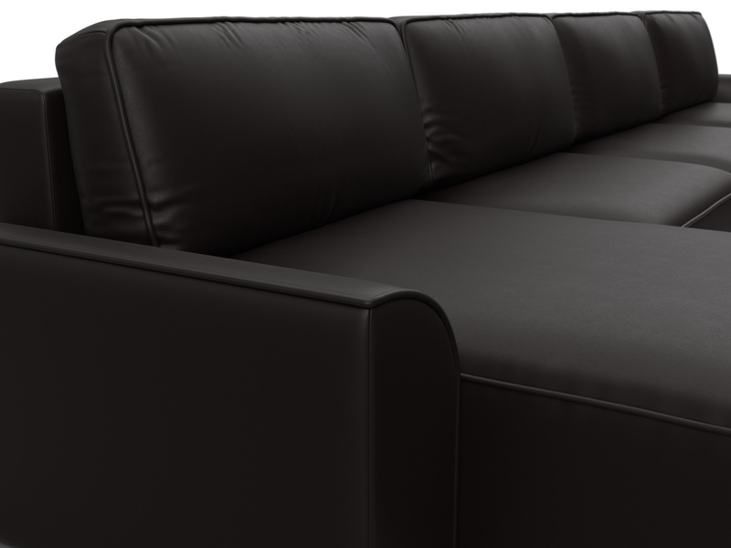 Диван П-образный Лига-048 НПБ лонг, Экокожа, GRIFON 12 коричневый