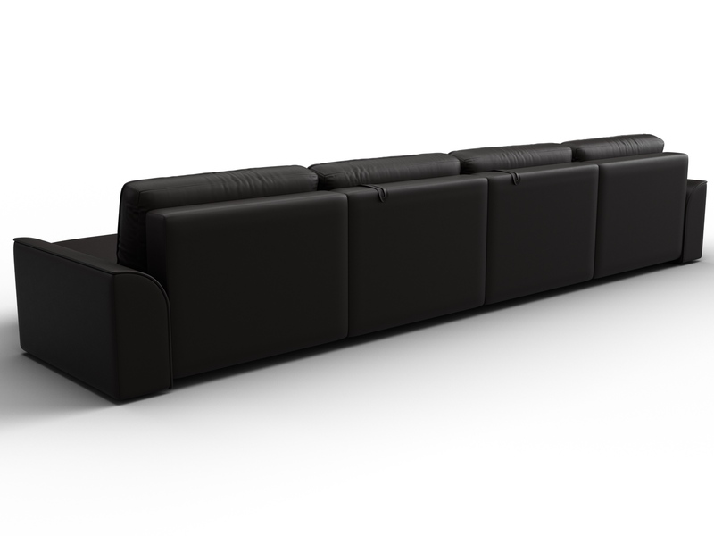 Диван П-образный Лига-048 НПБ лонг, Экокожа, GRIFON 12 коричневый