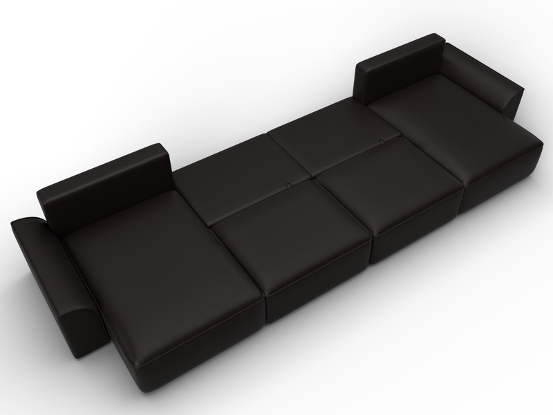 Диван П-образный Лига-048 НПБ лонг, Экокожа, GRIFON 12 коричневый