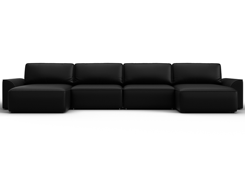 Диван П-образный Лига-048 НПБ лонг, Экокожа, GRIFON 18 черный