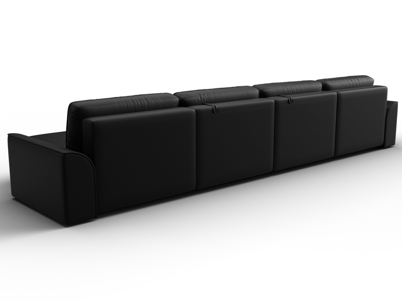 Диван П-образный Лига-048 НПБ лонг, Экокожа, GRIFON 18 черный