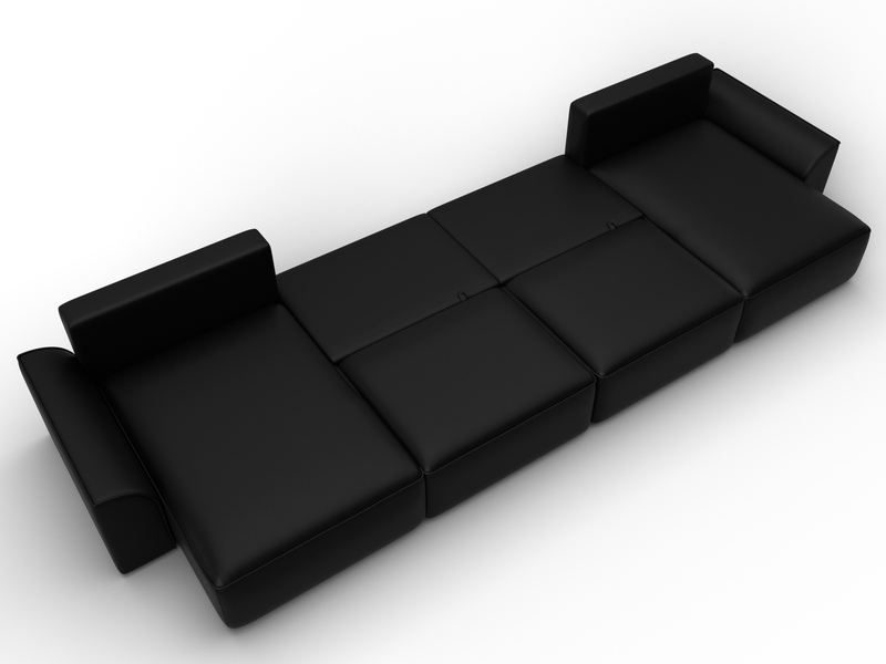 Диван П-образный Лига-048 НПБ лонг, Экокожа, GRIFON 18 черный