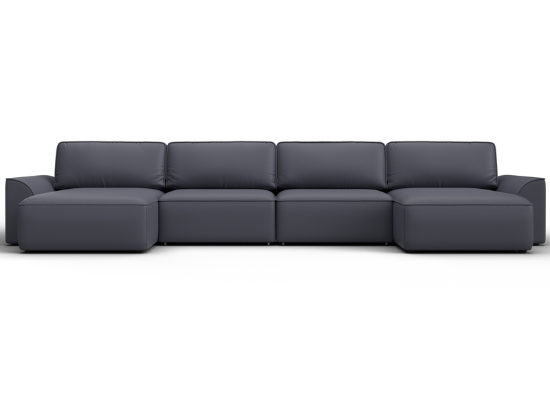 Диван П-образный Лига-048 НПБ лонг, Экокожа, GRIFON 15 серый