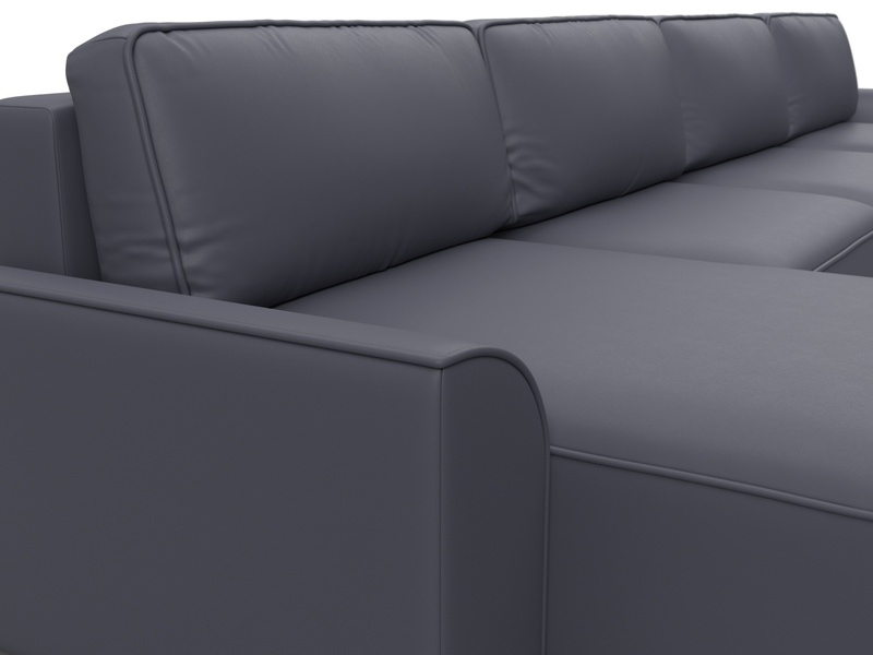 Диван П-образный Лига-048 НПБ лонг, Экокожа, GRIFON 15 серый