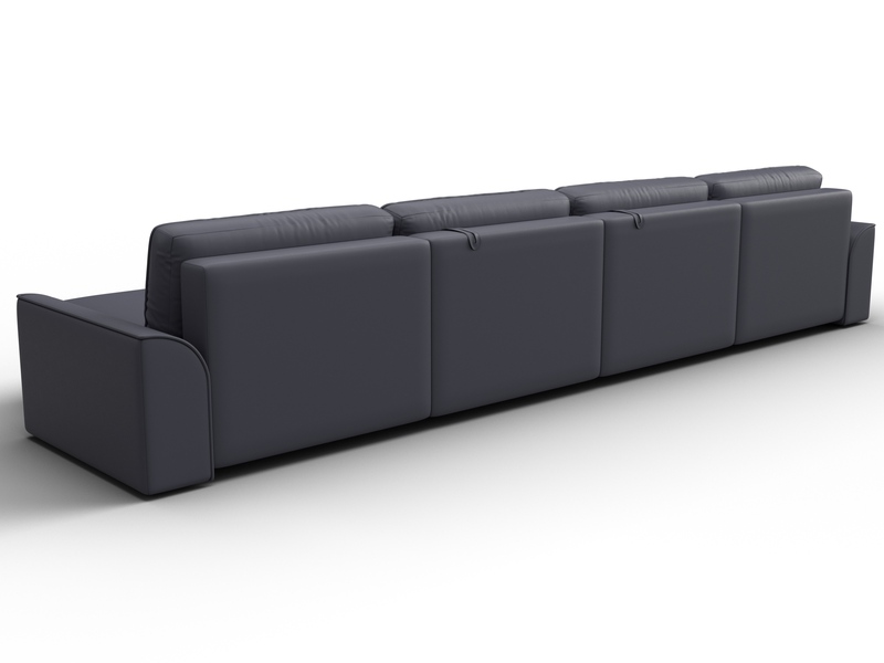 Диван П-образный Лига-048 НПБ лонг, Экокожа, GRIFON 15 серый