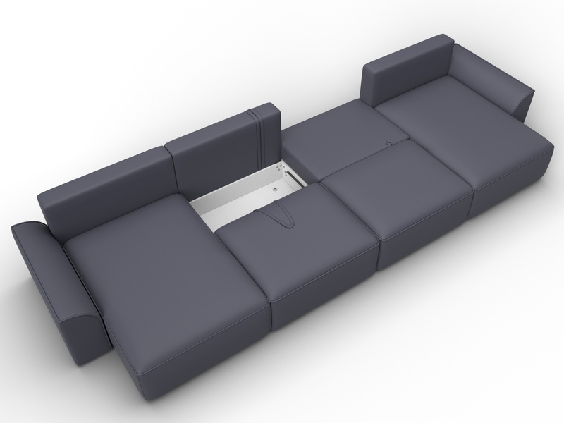 Диван П-образный Лига-048 НПБ лонг, Экокожа, GRIFON 15 серый