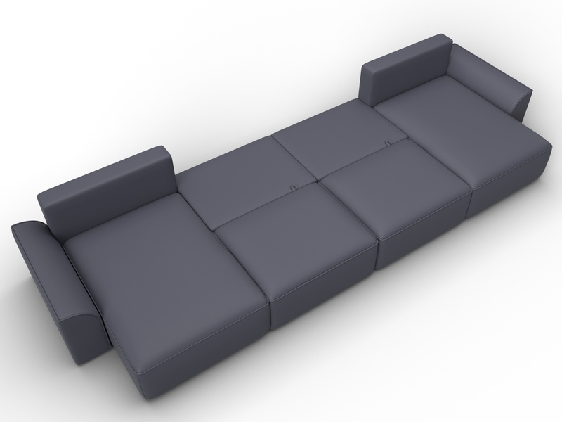 Диван П-образный Лига-048 НПБ лонг, Экокожа, GRIFON 15 серый