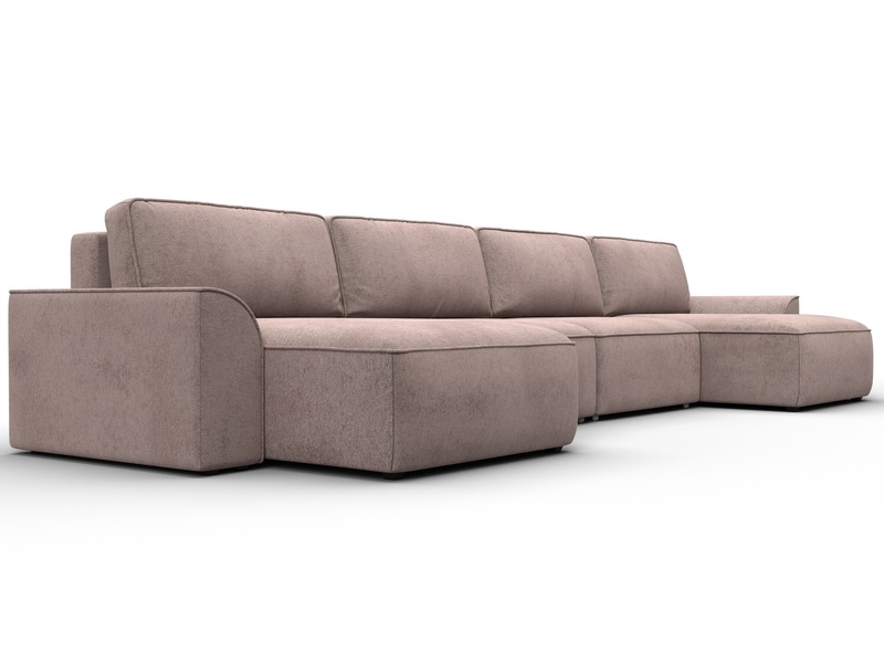 Диван П-образный Лига-048 НПБ лонг, Велюр, TOWER 05 бежевый