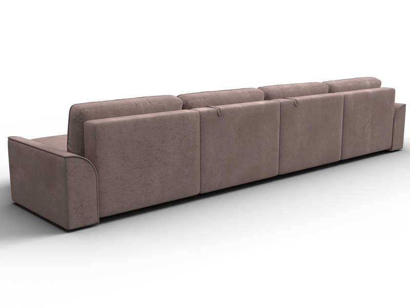 Диван П-образный Лига-048 НПБ лонг, Велюр, TOWER 05 бежевый