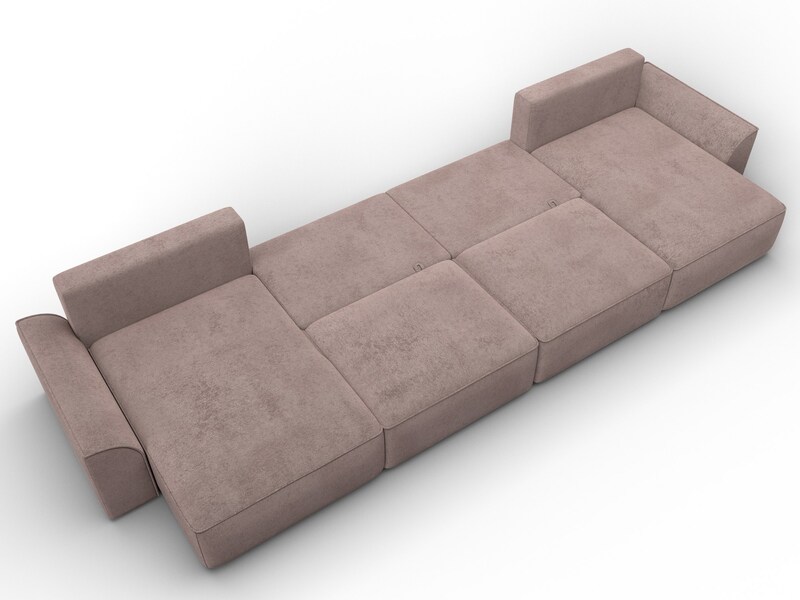 Диван П-образный Лига-048 НПБ лонг, Велюр, TOWER 05 бежевый