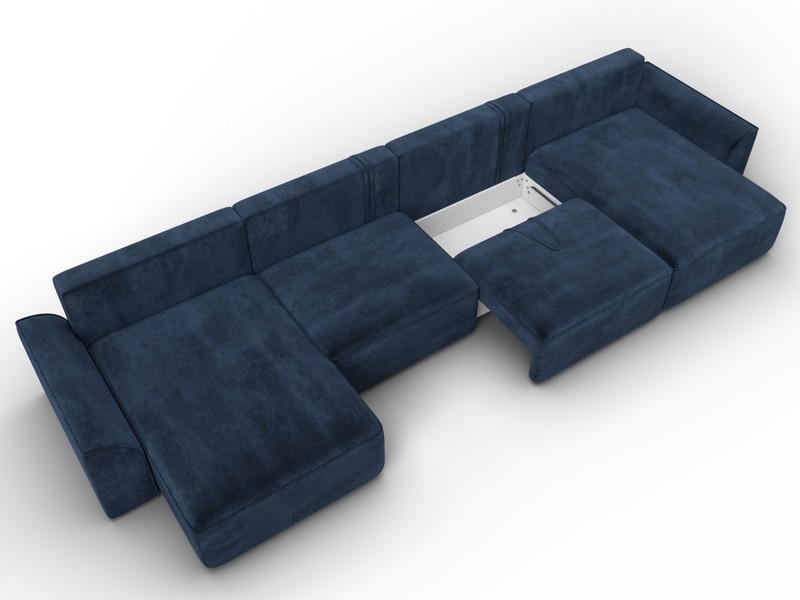 Диван П-образный Лига-048 НПБ лонг, Велюр, TOWER 13 синий